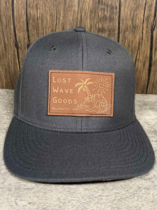 "Helmet" Leather Patch Hat | Wool with Hawaiian Print