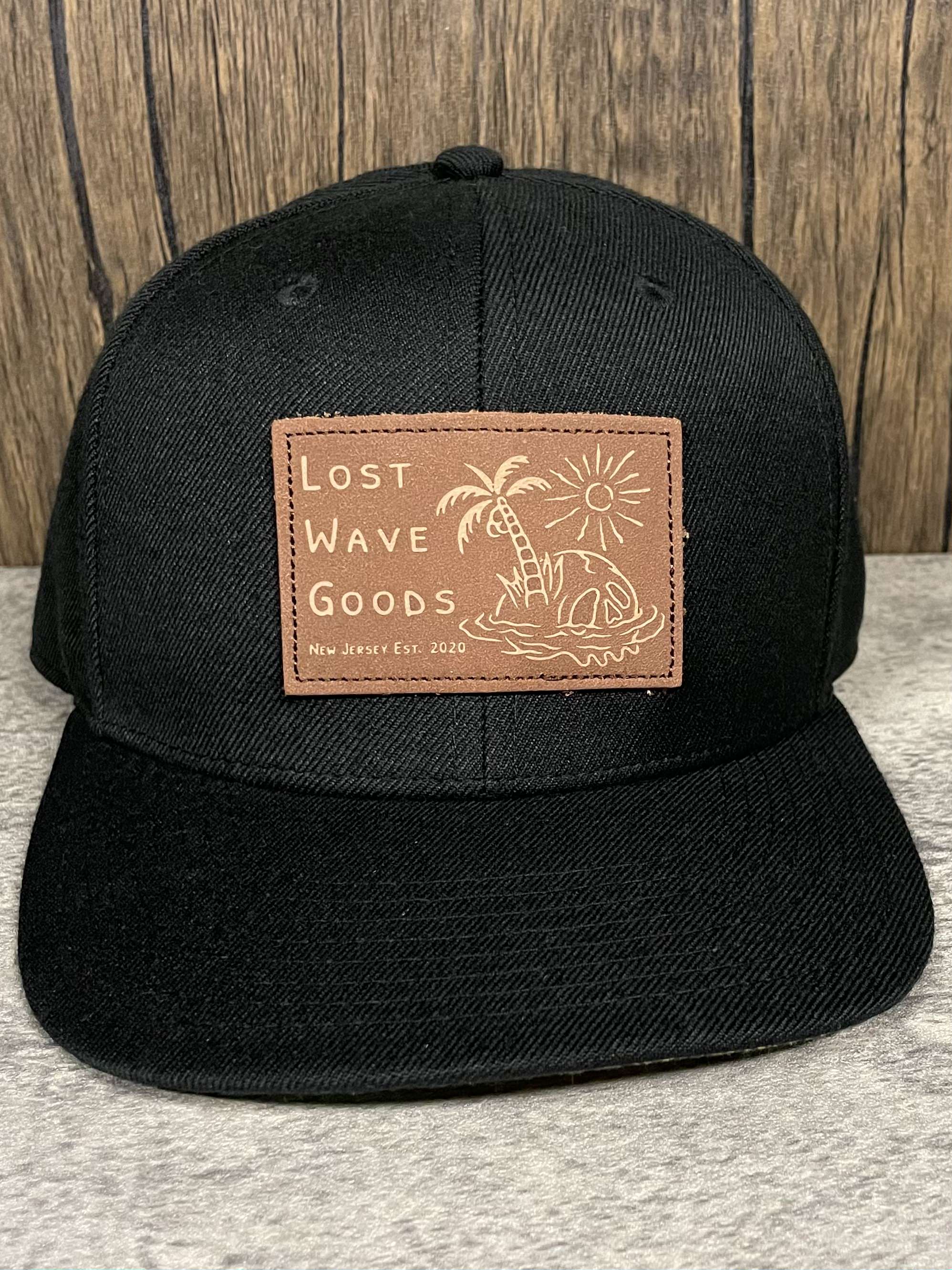 "Helmet" Leather Patch Hat | Wool with Hawaiian Print