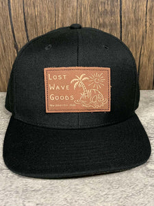 "Helmet" Leather Patch Hat | Wool with Hawaiian Print
