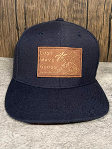 "Helmet" Leather Patch Hat | Wool with Hawaiian Print