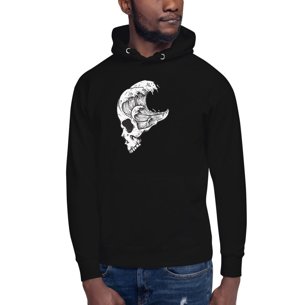 Lost Wave Goods Unisex Brain Waves Hoodie on Male Model in shade Black front