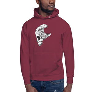 Lost Wave Goods Unisex Brain Waves Hoodie on Male Model in shade Maroon front